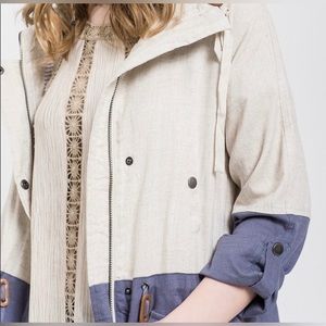 Dry Goods Blu Pepper Color Block Utility Jacket - Tan and Blue - Size Medium